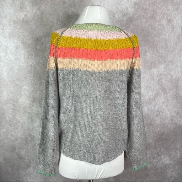 By Anthropologie Colleen Wool Alpaca Blend Colorful Knit Striped Sweater Size XS - Picture 8 of 9